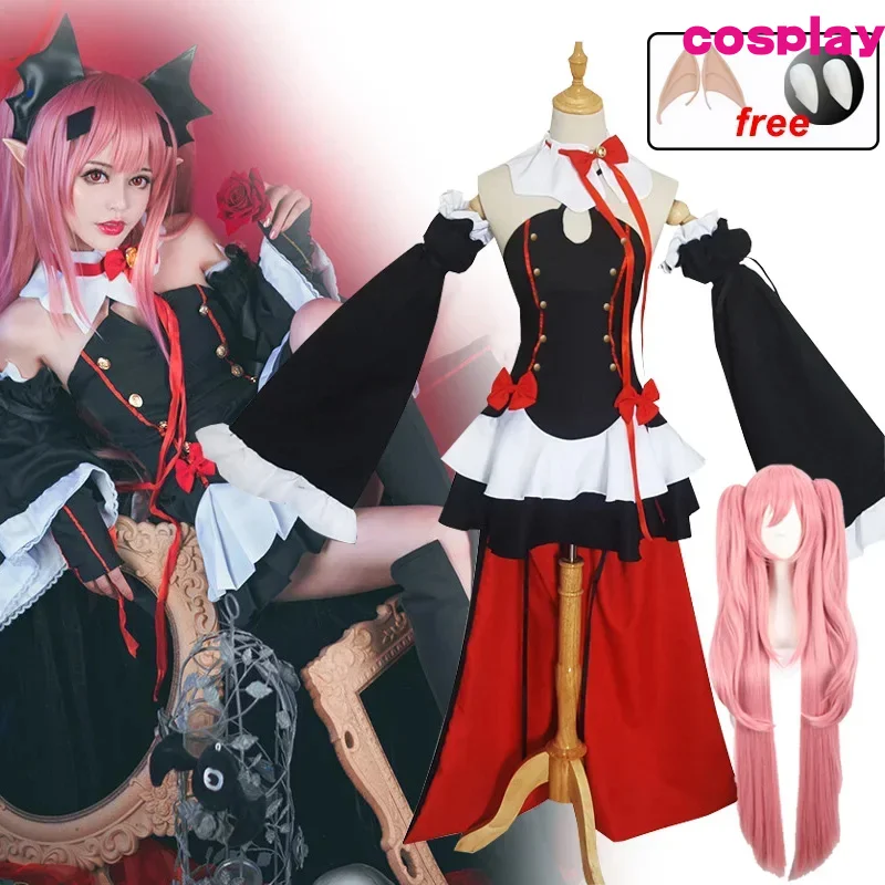 

Anime Krul Tepes Cosplay Seraph Of The End Cosplay Costume Dress Suit Wig Witch Vampire Halloween Costume For Women D