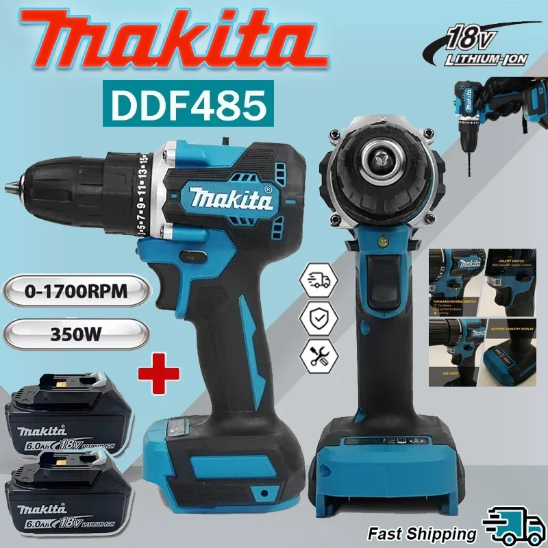 

Аккумуляторная бесщеточная ударная дрель-шуруповерт Makita DDF485 10 мм LXT, компактный многофункциональный инструмент