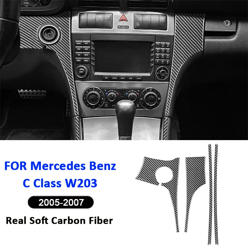 

For Mercedes Benz C Class W203 2005-2007 Carbon Fiber Car Center Console Panel Frame Trim Strips Decorative Modification Sticker