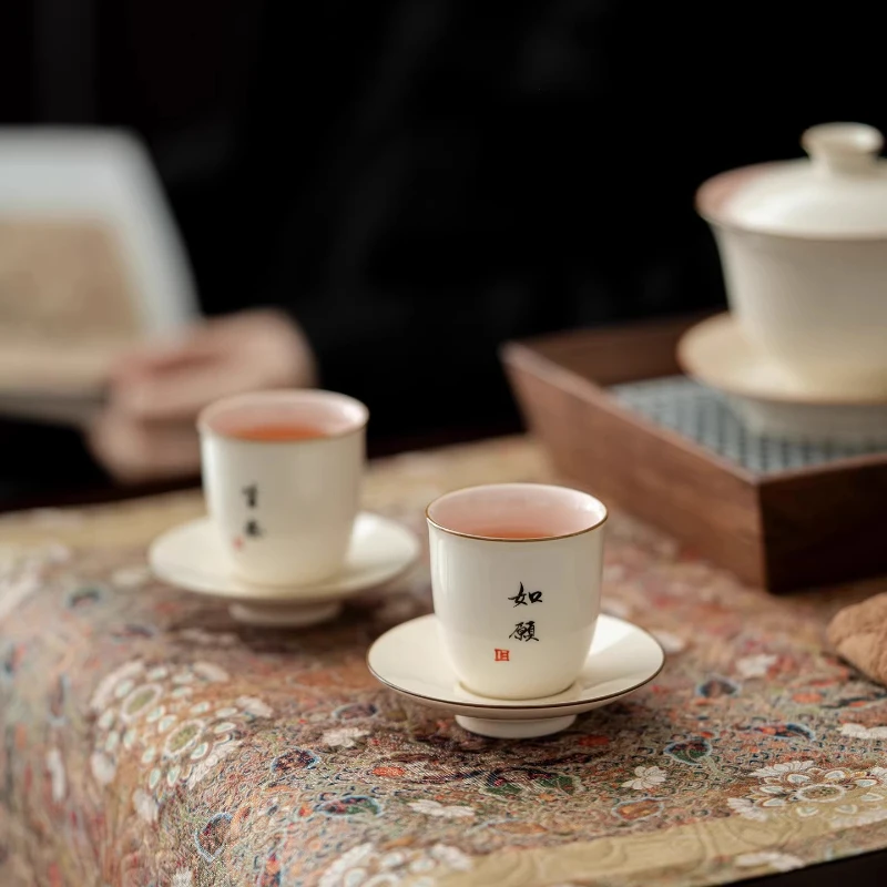 LMM simple household kung fu tea cup pure handwritten ceramic handmade single cup