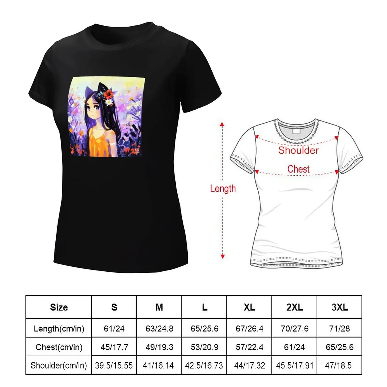 Cat girl T-shirt summer top aesthetic clothes cute clothes spring clothes Women 2024