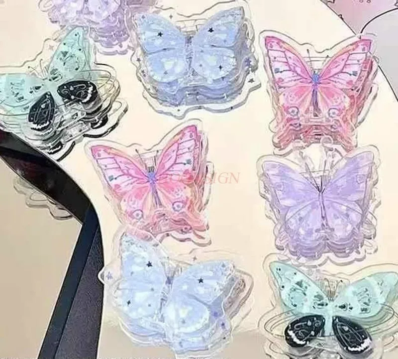 Clip acrilica a farfalla da 5 pezzi, clip a coda di rondine per carta per test del cuore della ragazza, clip per foto, clip angolare bifacciale
