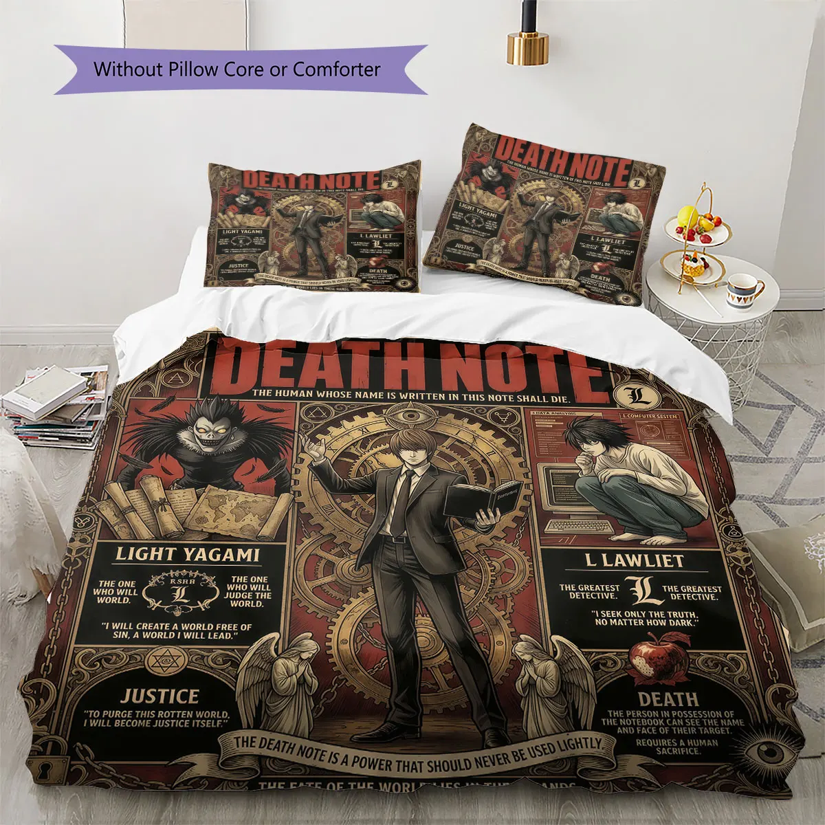 Death Note Soft Duvet Cover Kid's Bedding Set,Extra Large Size Holiday Gift Various Sizes Available -HE77