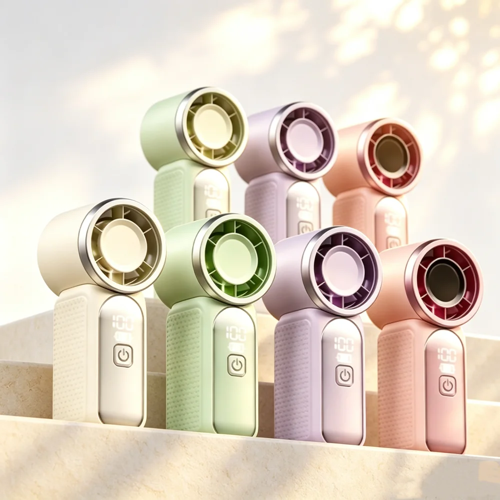 High Speed Handheld Mini Fan Portable Handheld 5 Speed Adjust Type C Rechargeable Fan Digital Display Desktop Fan Outdoor