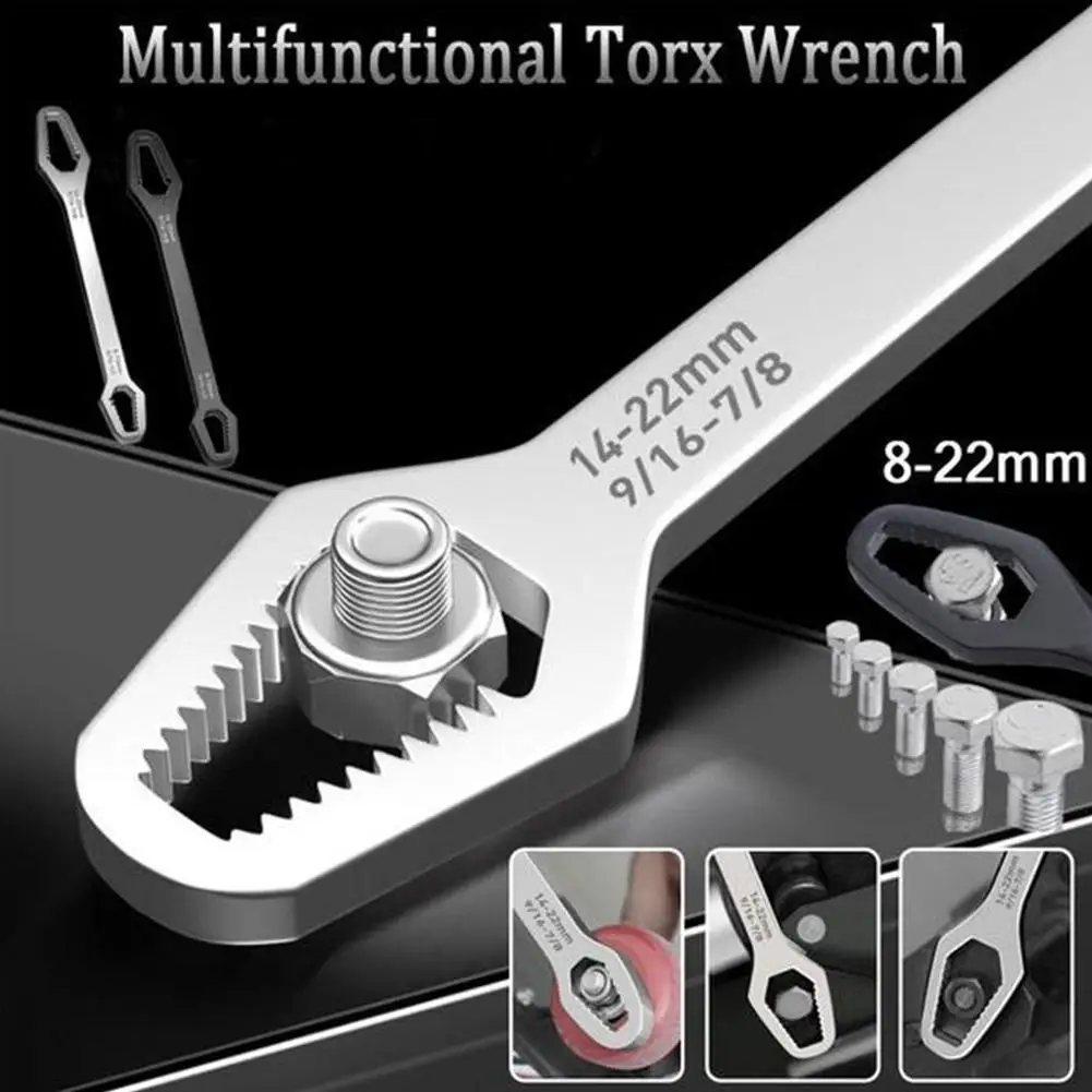 Double-Head Key Multifunction Screw Nuts Wrenches For Car Bicycle Ratchet Wrench Universal Spanner 8-22mm Repair Hand Tools