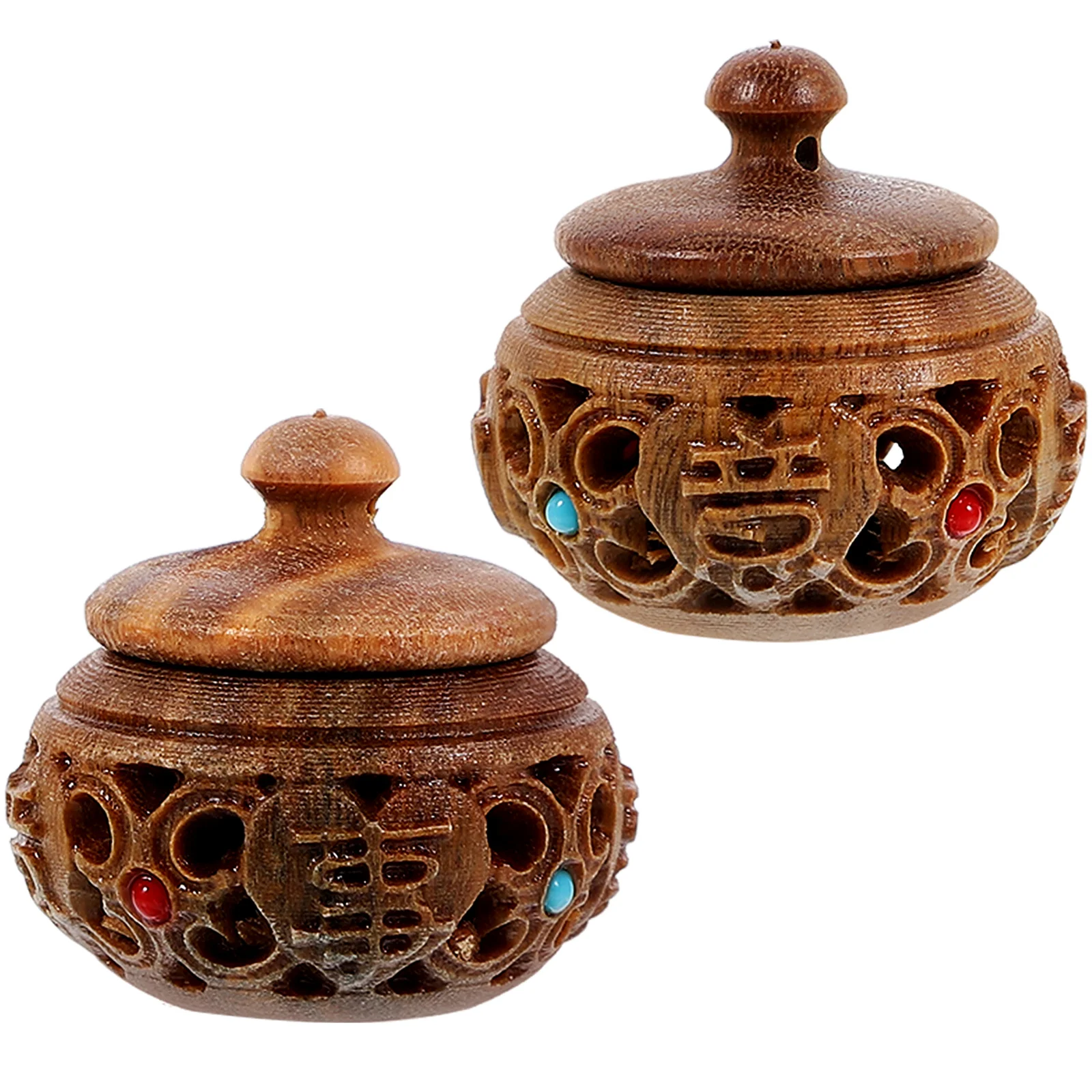 

2 Carved Sachets Aromatherapy Diffuser Perfume Pendant Hanging Bottle DIY Wood Charm Scented Balls Incense Essential Oil Car