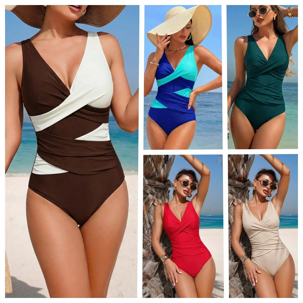 

Woman Bikini Tankini V Neck Tummy Control High Waisted Bikinis Modest Swimwear Swimsuit Women's Tankini Two Piece Swimsuit