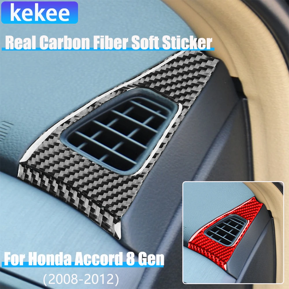 

Real Carbon Fiber Car Accessories Dashboard Vent Cover Modified Soft Sticker For Honda Accord 8th Gen 2008 2009 2010 2011 2012