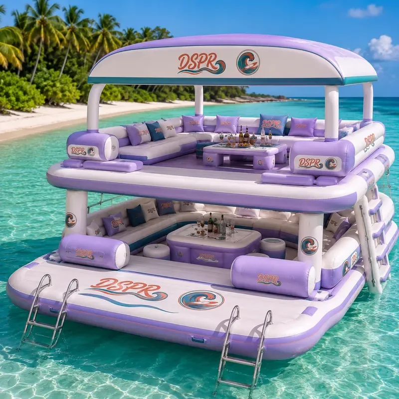 .Large Bearing Inflatable Water Dock Floating Platform Durable Structure for Outdoor Water Group Party Activity