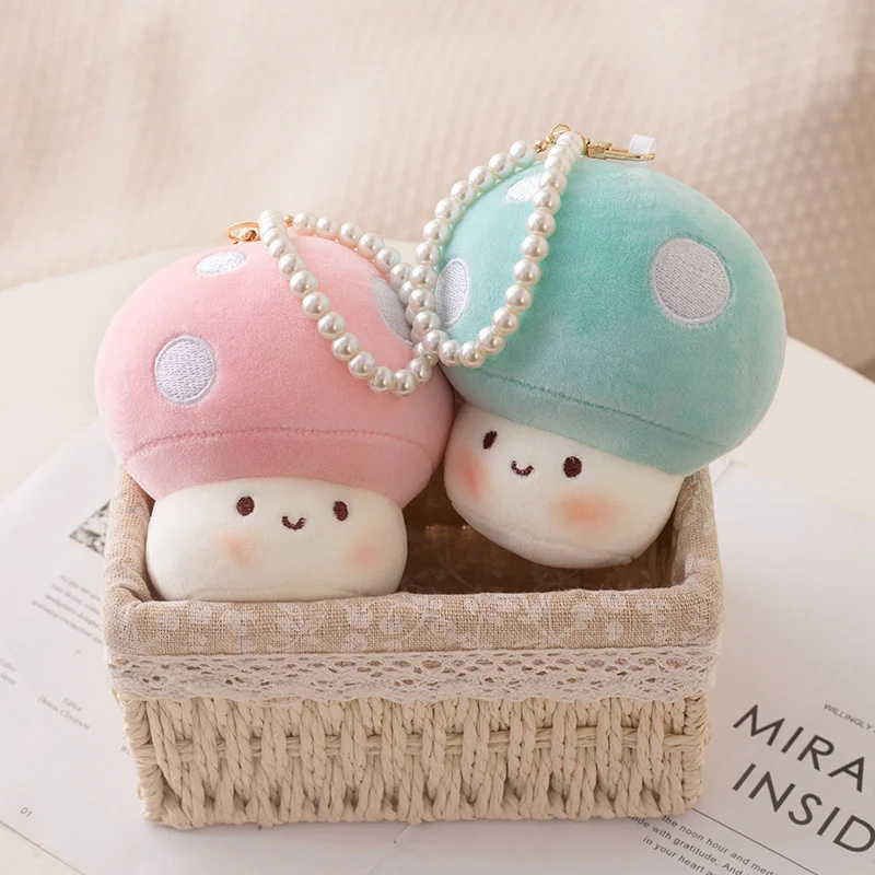 10CM New Small Mushroom Plush Toy Creative Stuffed Pendant Doll Red Mushroom Keychain For Kids Girls Holiday Gifts