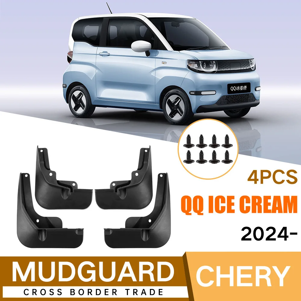 

For 2024 Chery QQ Ice Cream Front Rear Mud Flaps Mudguards Splash Guards ABS Plastic Accessories