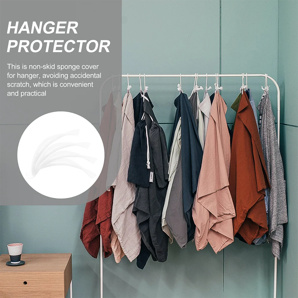 50 Pcs Anti Sponge Hanger Covers 35x8x0 3cm White Clothing Protective Shoulder Pads Prevent Scratches Home Use Hanger