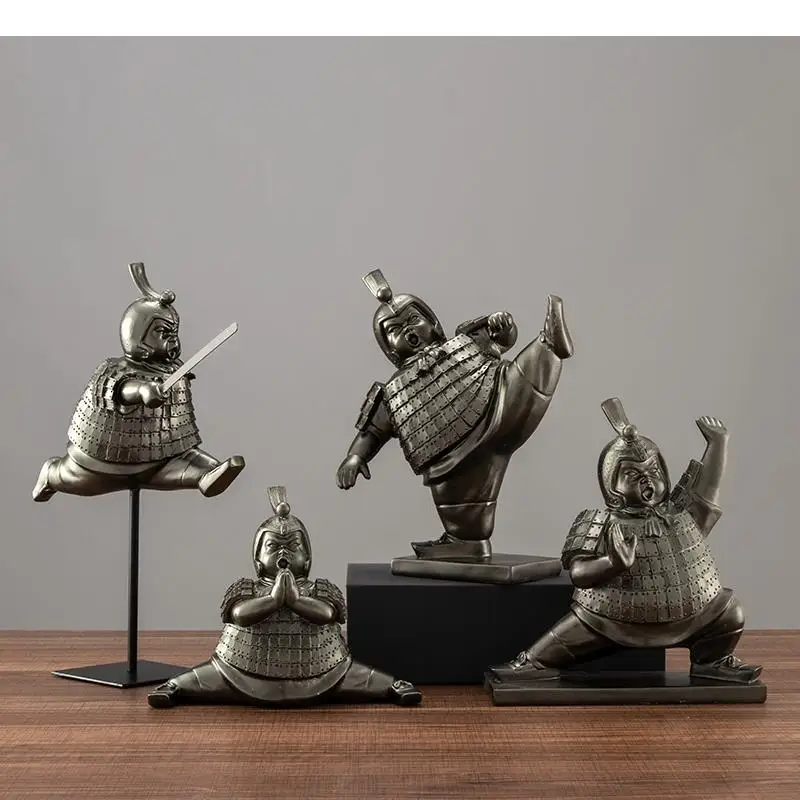 Terracotta Army Resin Portrait Ornaments Ancient Figure Statue Desk Decor Crafts Statuette Vintage Home Decoration