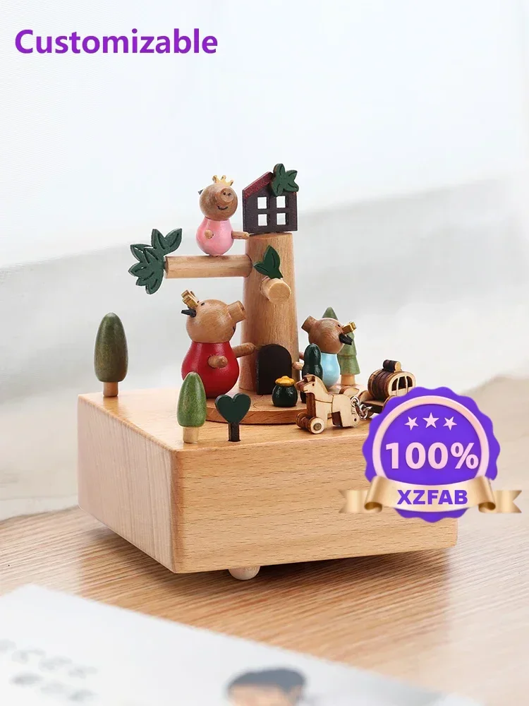 Factory Direct 2026 Carousel Music Box Wooden Music Box Children Girls Girls Birthday Gifts Girls Qixi Festival Valentine's DayH