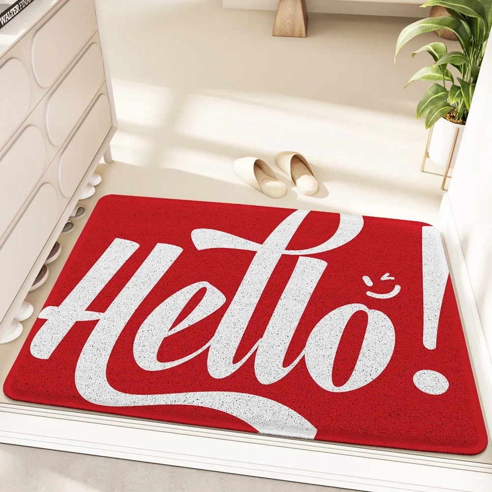 Cartoon Hello Coil Door Mat Simple Entry Door Scraper Dust Removal Mat Entrance Carpet Wear-resistant Anti-slip Foot Mat