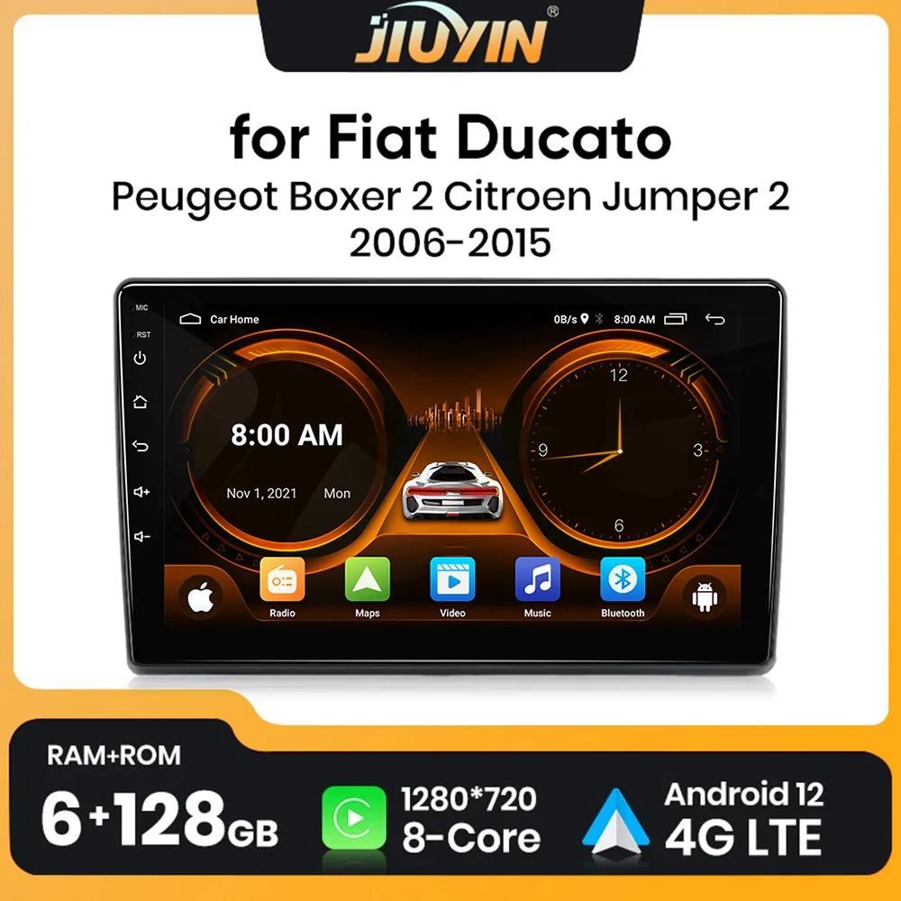 JIUYIN Car Radio For Fiat Ducato 2005-2023 Citroen Jumper Peugeot Boxer Dodge Ram 2500 Wireless Carplay Android Auto Multimedia