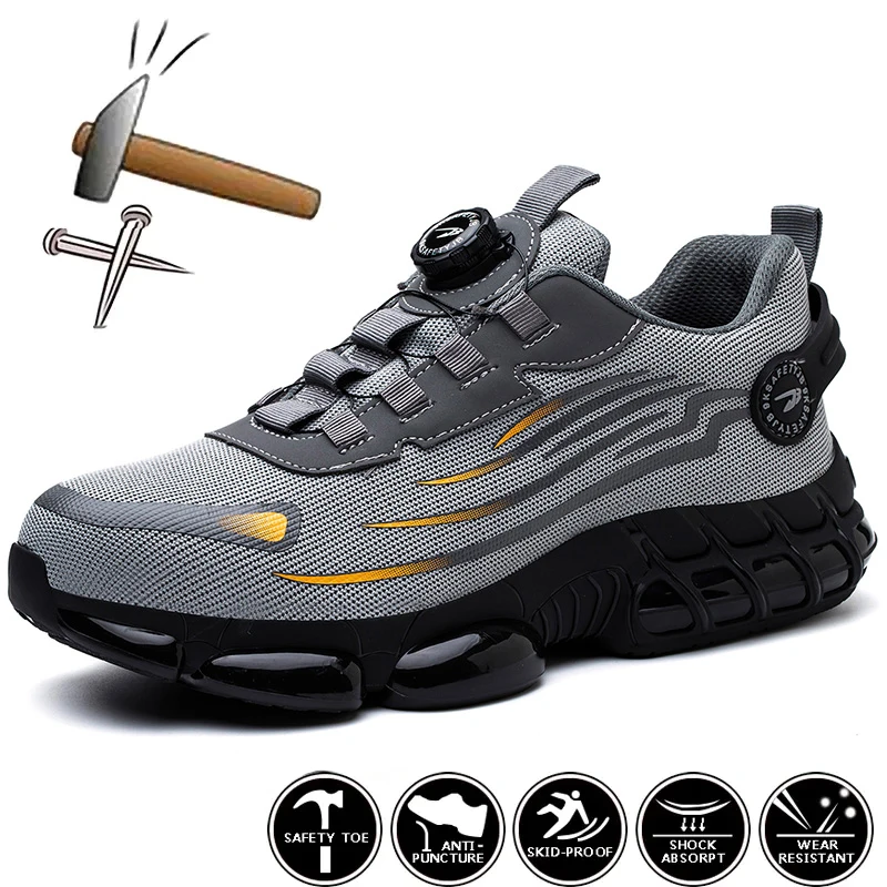 

Men's Swivel Button Safety Shoes Anti-Shock Anti-Pinch Work Shoes Fashionable Safety Sports Shoes Men's Safety Protective Boots
