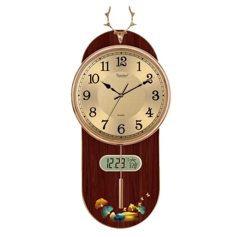 

Light luxury, swing, wood, swing clock, home, wall clock, living room, high sense