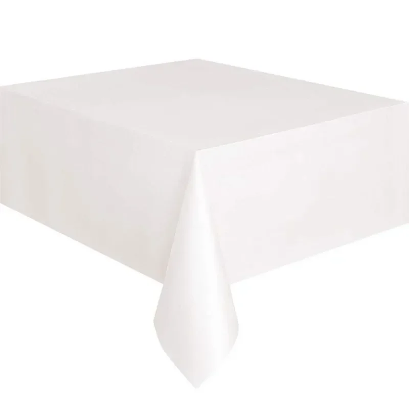 Plastic Disposable Solid Color Tablecloth Birthday Party Wedding Christmas Table Cover Wipe Desk Cloth Decor  Covers Rectangle