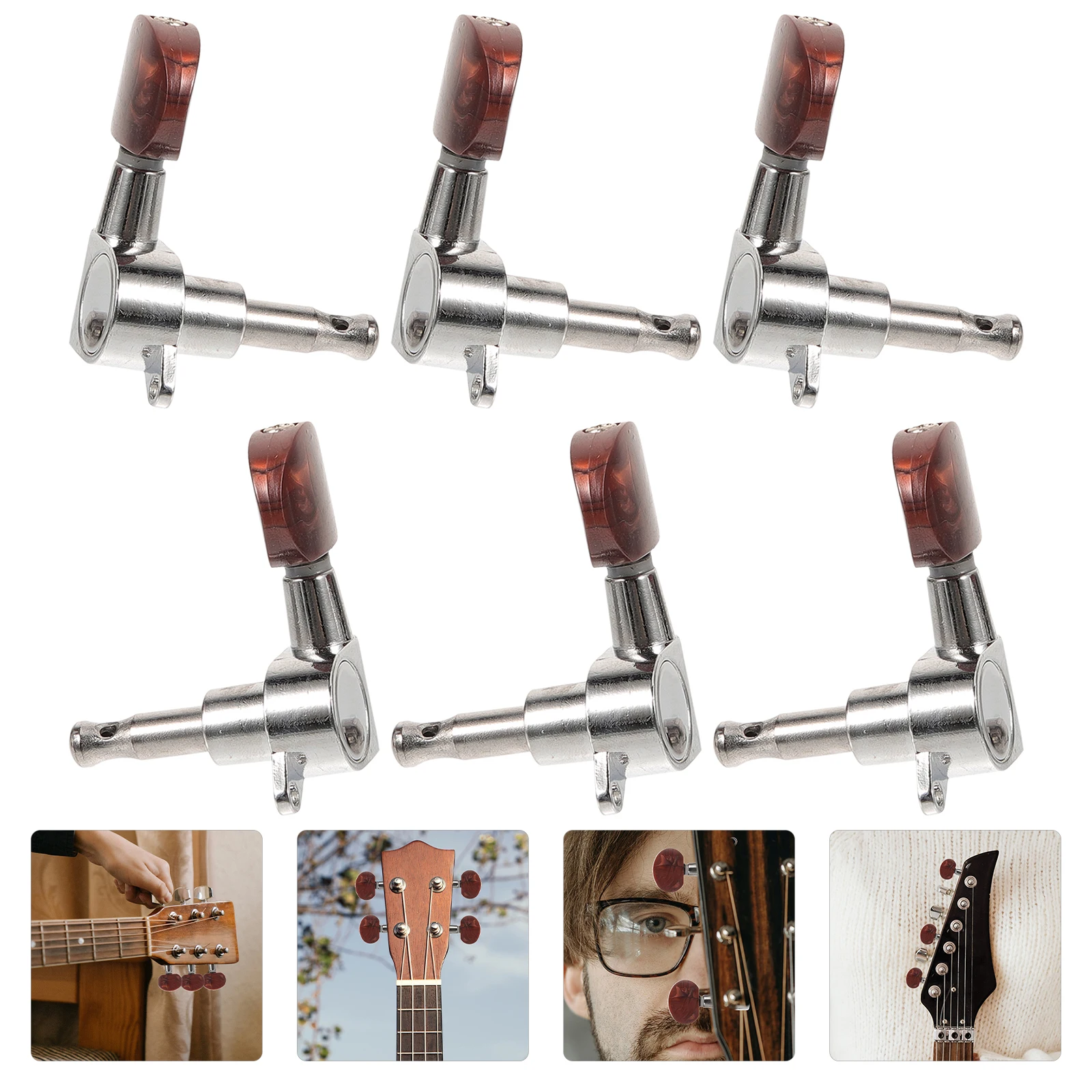 

6Set Sealed Guitar Tuning Pegs Premium Metal Tuners Stable for Acoustic Electric Guitar Replacement Parts Tuning Pegs