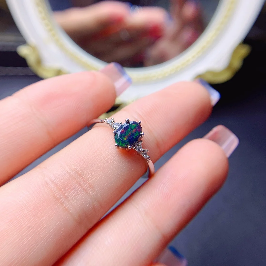 Classic Silver Opal Ring for Wedding Excellent Brilliance Natural Opal Gemstone Ring Solid 925 Sterling Silver Opal Ring Gift