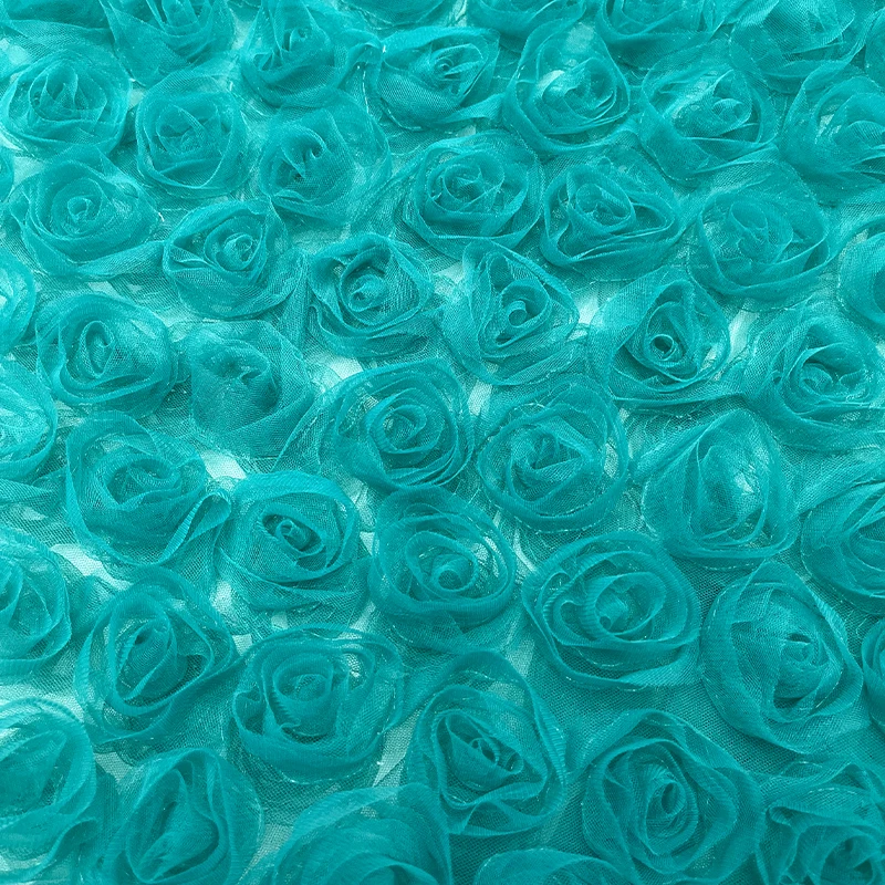 Tessuto francese di garza netta di alta qualità, tessuto ricamato con piatto di fiori di rosa 3D africano fresco e delicato, abito in tessuto da cucito