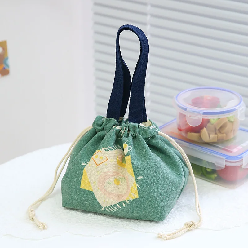 Japanese Style Pattern Cooler Lunch Box Portable Insulated Canvas Lunch Bag Thermal Food Picnic Lunch Bags For Women Kid