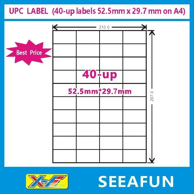 Seefun Amazon FBA Label A4 Non-Drying Printing Paper Self-Adhesive Label Sticky Notes 4 6 21 24 27 30 40 44 Size