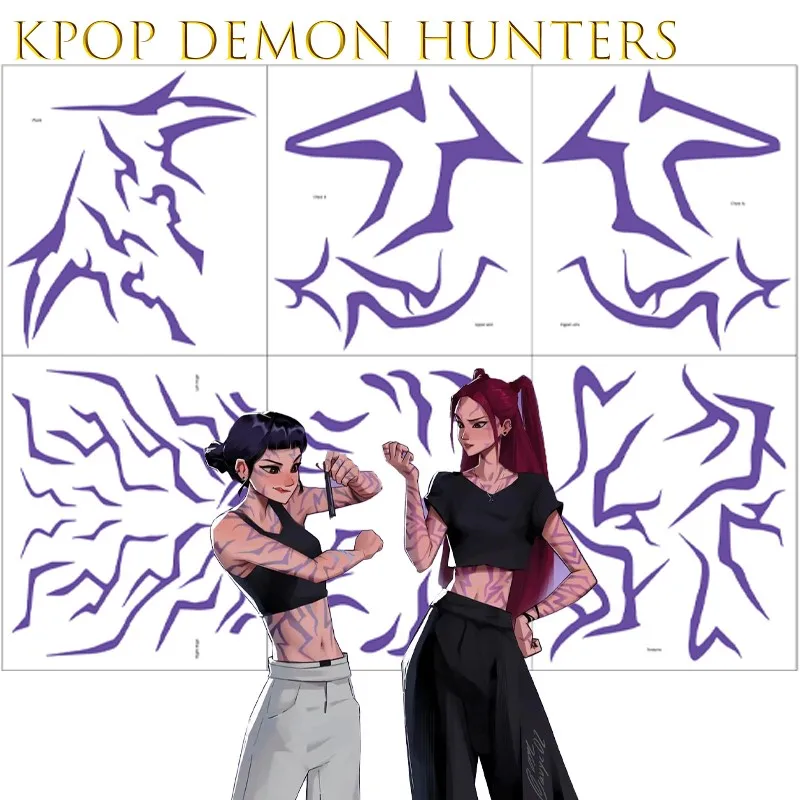 ‌‌‌AKPop Demon Hunters Rumi Cosplay Tattoo Stickers Face Decals Character Makeup Anime Outfit Cosplay Costume Party Halloween