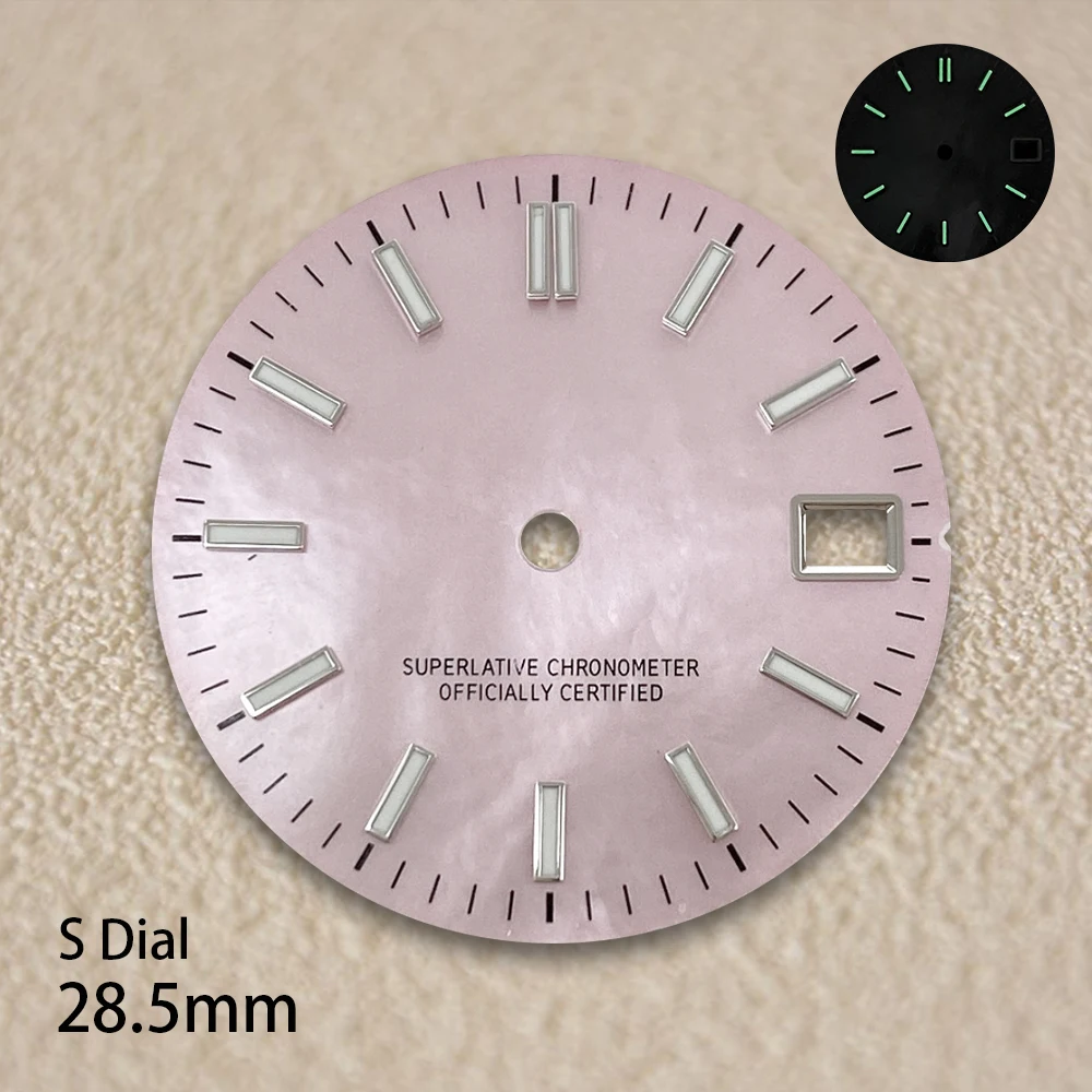 28.5 مللي متر S شعار شل الطلب صالح NH35/NH36/4R/7S الحركة اليابانية عالية الجودة ساعة مزدوجة تعديل الملحقات