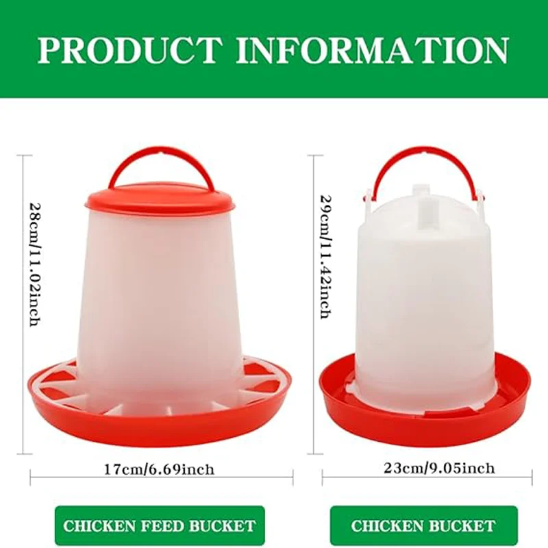 Abreuvoir automatique pour poulets 3L et ensemble d'alimentation de 3Kg, seau d'abreuvoir suspendu pour volaille pour poules, canards, caille