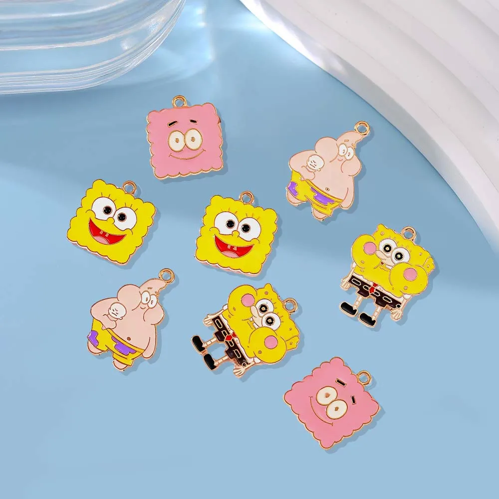 Cartoon SpongeBob DIY jewelry Making Keychain Patrick Star Keyring Cartoon Funny Gifts for Friends