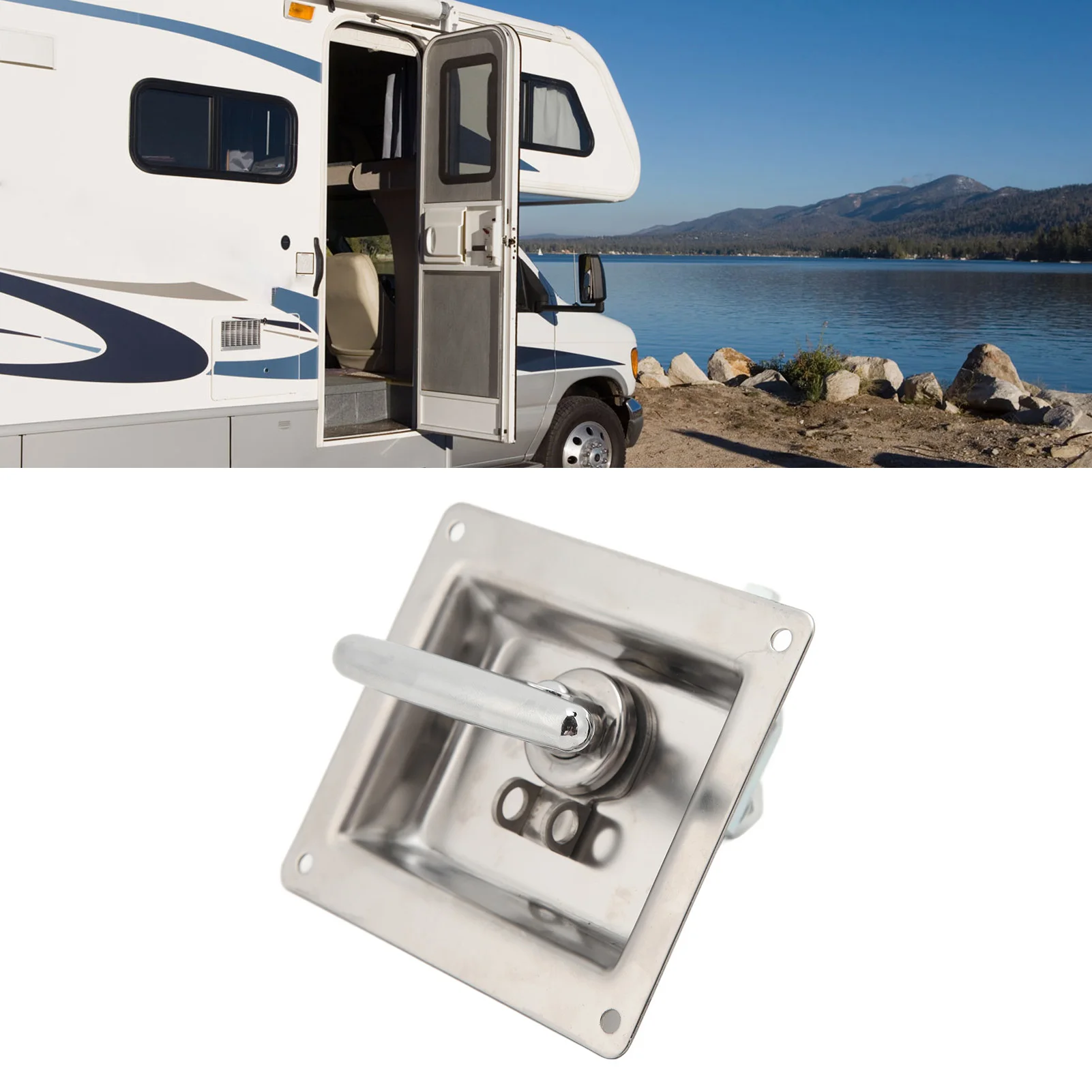 

Защелки с Т-образной ручкой и замком, защитная вращающаяся разблокировка, замок дверной ручки из нержавеющей стали для двери прицепа на колесах, Т-образная ручка