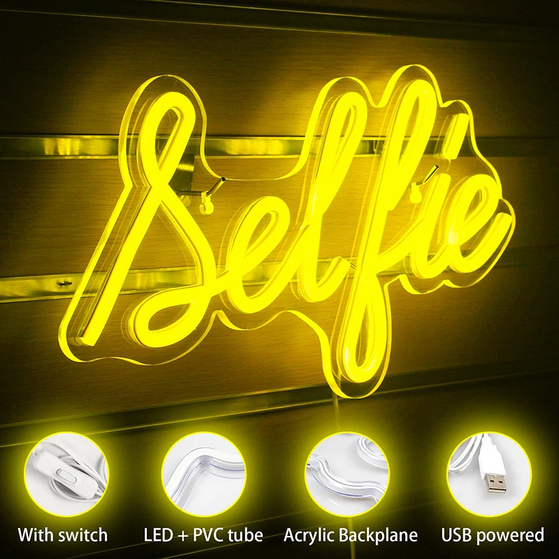 Ineonlife Neon Lamp Selfie Sign Light Mural Wedding Restaurant Bedroom Home Wall Marriage Atmosphere Photograph Party Wall Decor