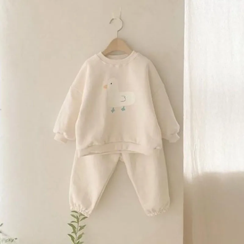 MILANCEL Spring Baby Clothes Sets Infant Boy Duck Print Sweatshirt Pants Korean Style Baby Indoor Clothes