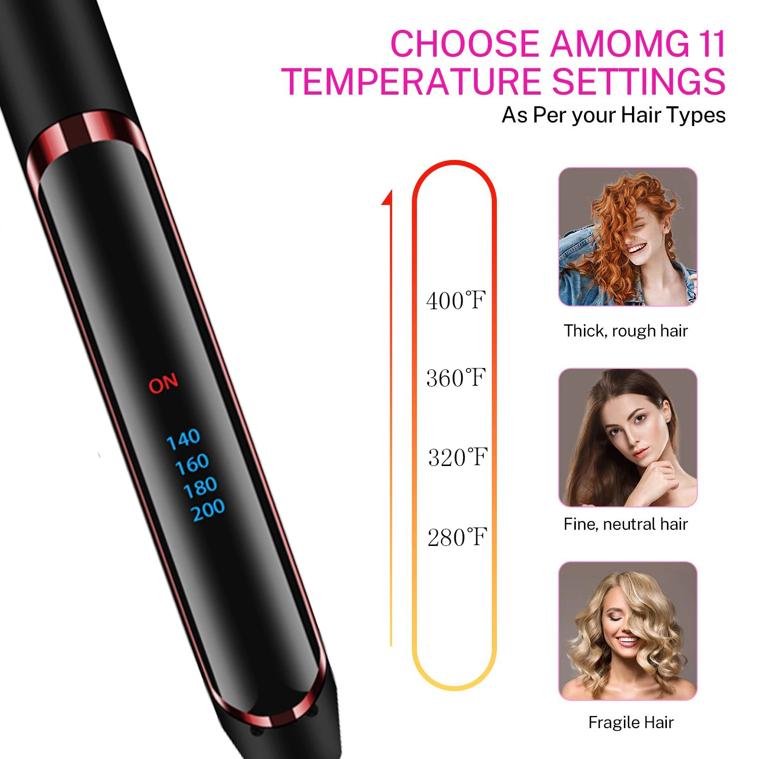 2025 BestSell  2In1 Hair Straightener & Curler 392℉ Fast Heating Negative Iron Flat Iron 4 Gears Adjustable Temperature Ceramic