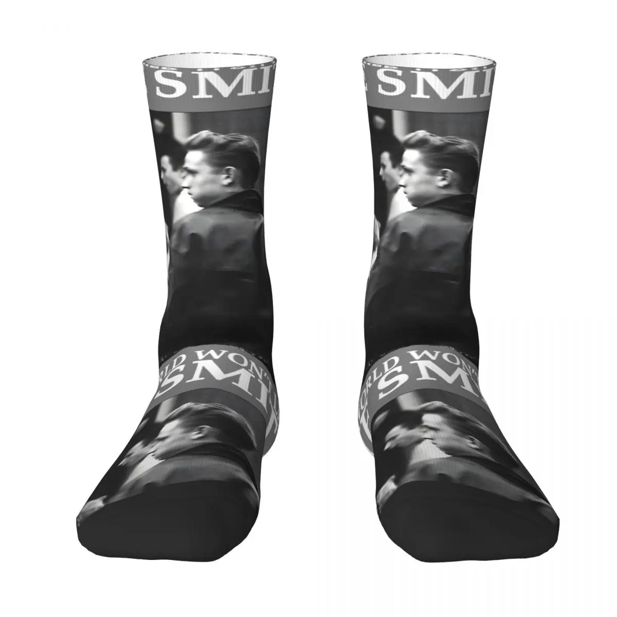 Funny Crazy Sock for Men Powerful Hip Hop Vintage Smiths Happy Seamless Pattern Printed Boys Crew compression Sock Novelty Gift