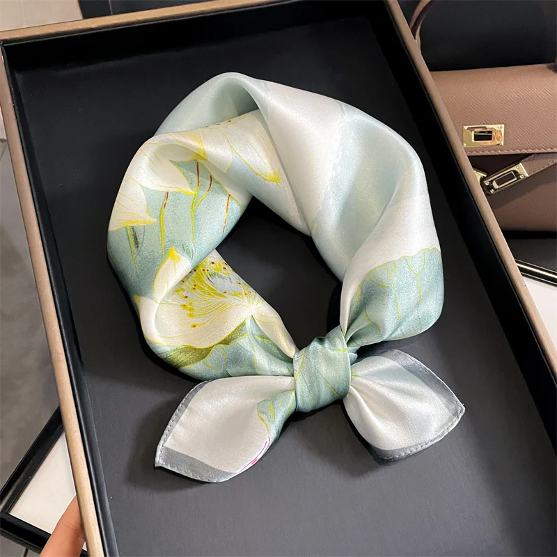 

Luxury 100% Silk 53*53cm Horse Print Square Scarf Women Soft Satin Hairband Neckerchief Office Hijab Headband Foulard Gift