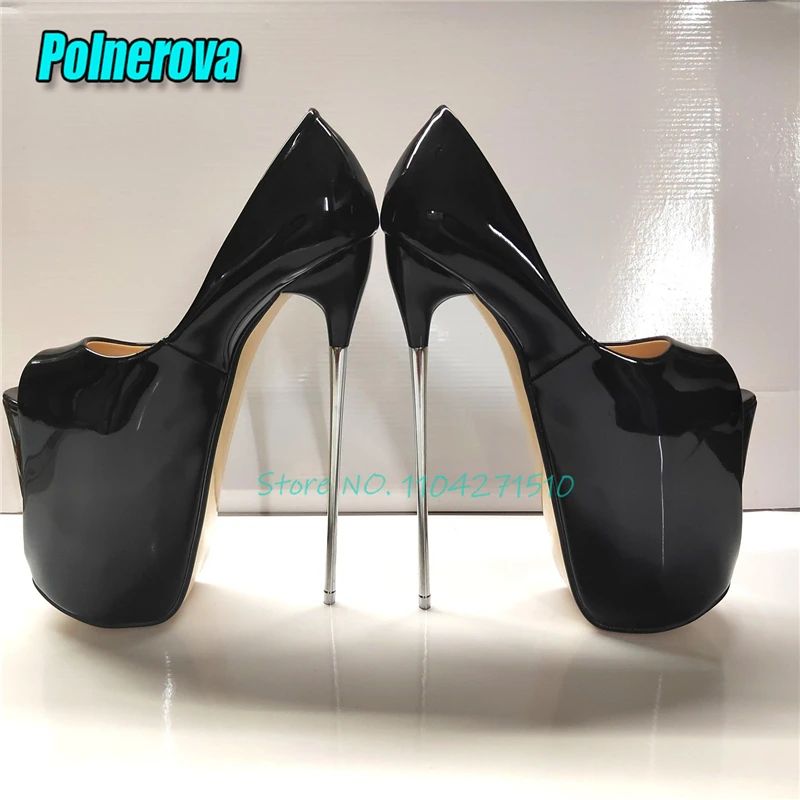 

Sexy Peep Toe Platform Pumps Fashion Patent Leather 22CM High Heels Large Size Summer New Party Nightclub Women Shoes Stilettos