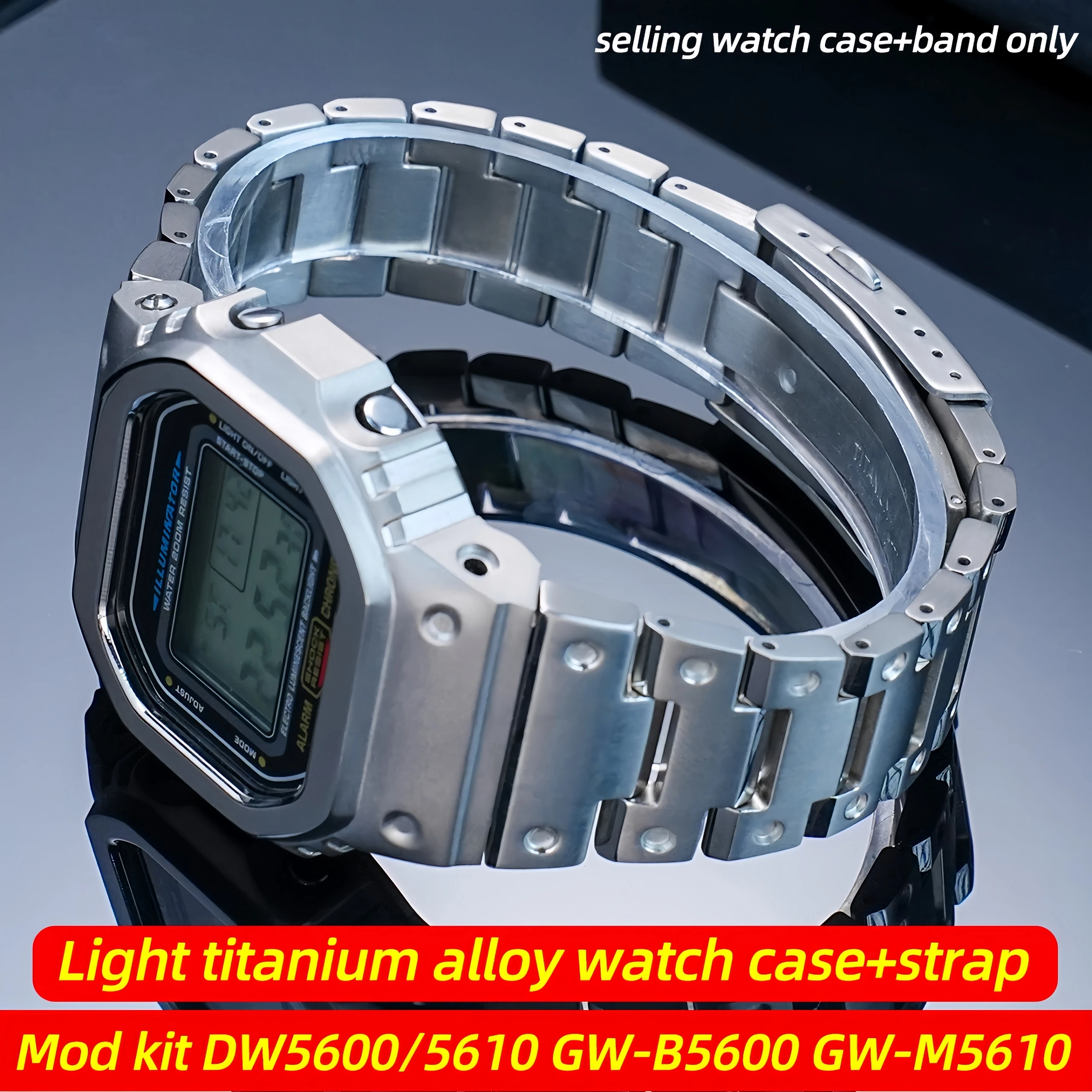 For Casio watch G-SHOCK DW-5600 GW-B5600 GW-M5610 Mod Kit Titanium case+strap For 5600 5610 Metal bezel watchband set with Tools