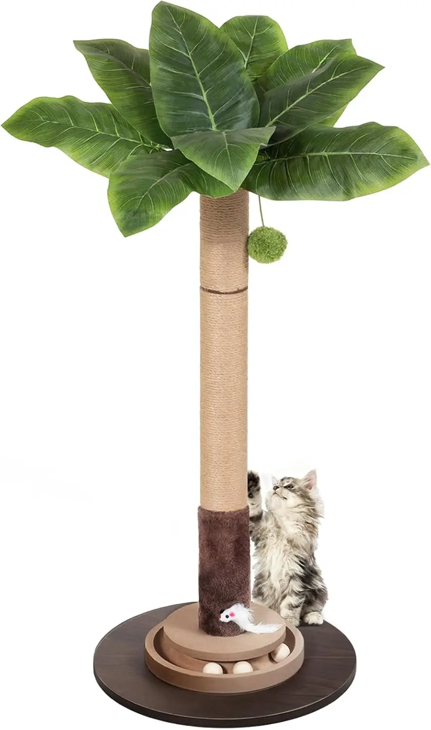 

Cat Scratching Post, 35 Inch Tall Cat Scratcher Cat Tree Tower with Hanging Ball for Indoor Cats Adults,Sisal Rope Kitte