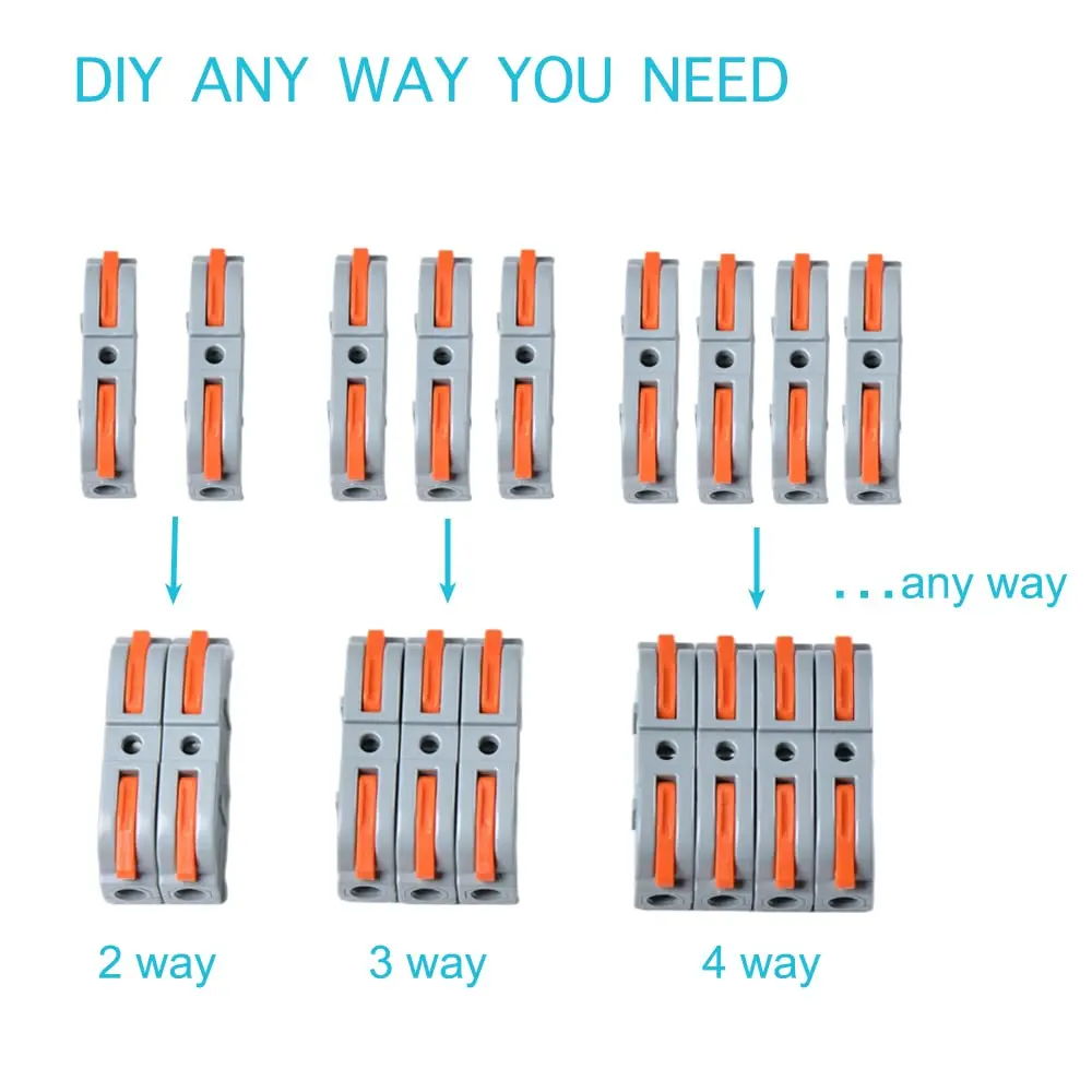 موصل سلك رافعة للتوصيل السريع ، موصل سلكي في الخط ، محطة طرفية مدمجة معزولة ، 28-12 AWG ، 1 إلى 1 ، 50 #3