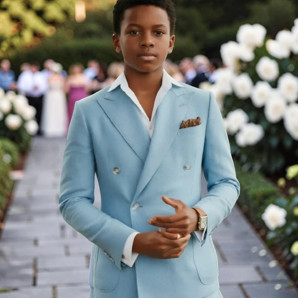Double Breasted Wedding Linen Suits or Kids Summer Boys Wrinkle Resistant Light Groom Tuxedo For Outdoor Daily Party 2026