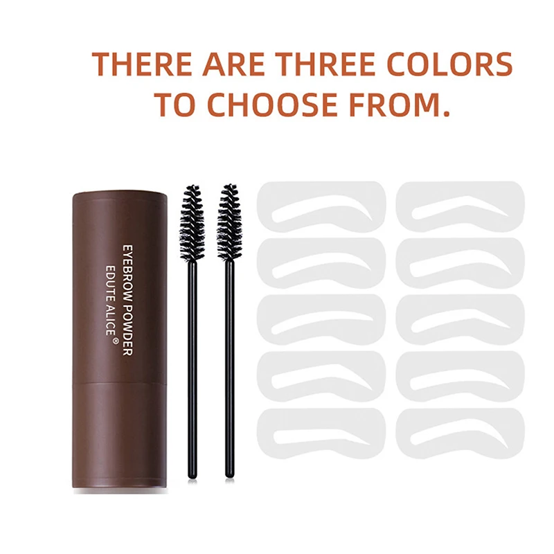 Waterproof Eyebrow Stamp Kit With Brow Powder 10 Reusable Stencils 2 Brushes Long-Lasting For Gift Makeup