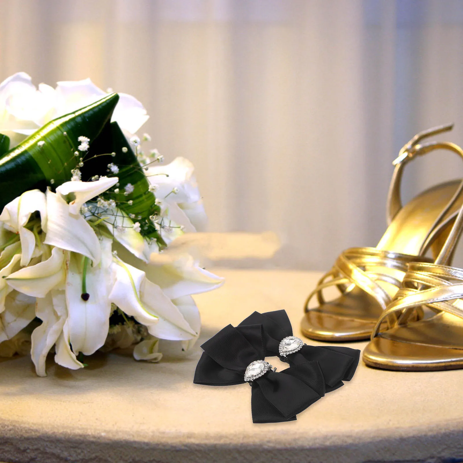 

Bow Shoe Flower Clips Charm Ribbon Decorations Buckle Bride Ornaments Women Bridal Dress Heel Accessories 3D Rhinestone
