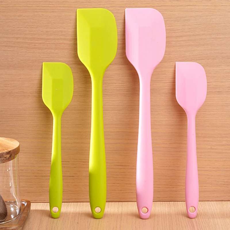 2Pcs Silicone Spatula Set Cake Butter Cream Spatula Batter Mixing Tool Non Stick Cake Baking Scraper Chocolate Spreader Smoother