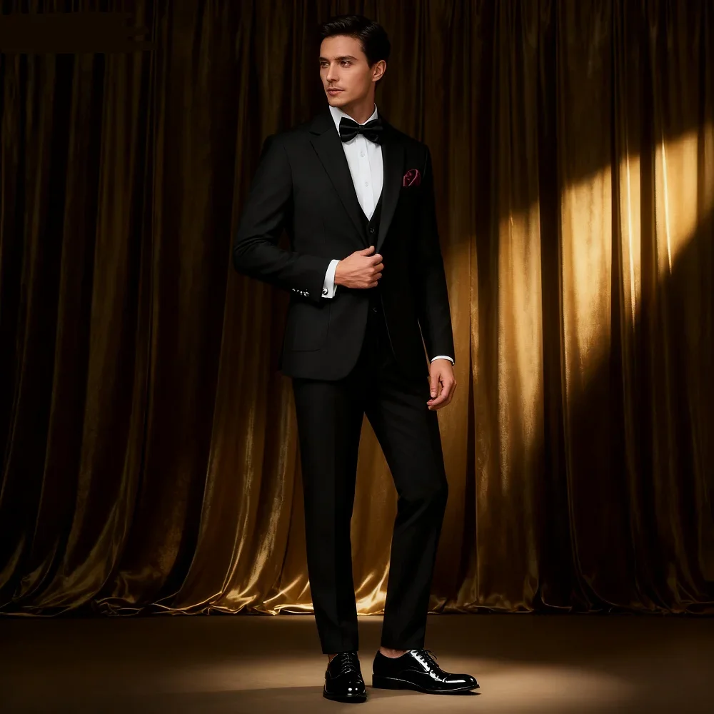 

Изумрудно-зеленый приталенный мужской костюм из трех предметов, высококачественная модная мужская официальная одежда для вечеринок с курткой, жилетом, брюками