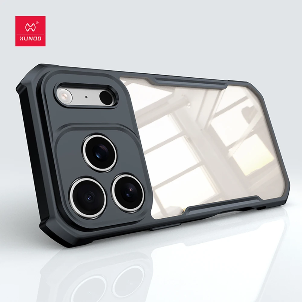 Xundd Transparent Case For iPhone 17 Pro Max Plus Shockproof Airbag Anti-Yellow Magnetic Kickstand Lens Full Protective Cover