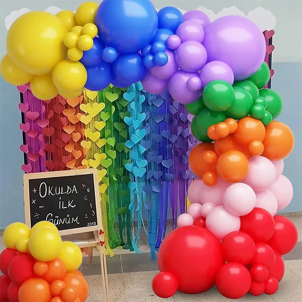 Matte Colorful Rainbow Balloon DIY Blue Yellow Latex Garland Arch Kit For Birthday Party Balloon Supplies Baby Shower Decoration