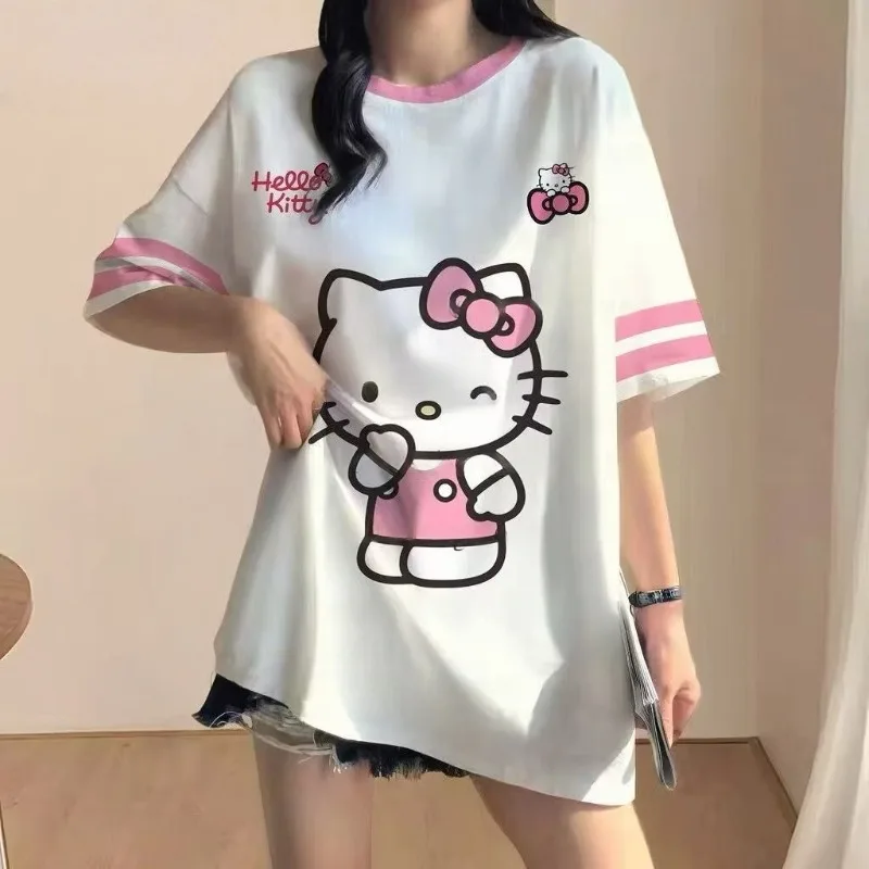 

Summer New Disney 3D Printed Hello Kitty Women's Y2K Fashion Crew Neck T-Shirt Tops Breathable Quick-Drying Casual T-Shirt